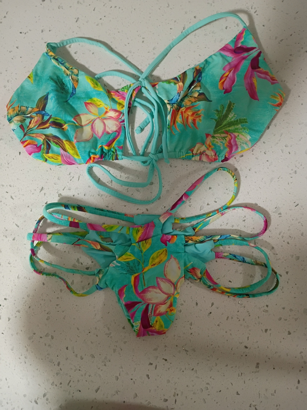 San Lorenzo Turquoise Floral Strappy Bikini 👙